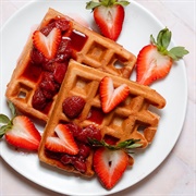Raspberry Waffle With Strawberry Syrup (Ruby Torte)