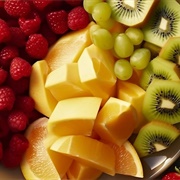 Peach Kiwi Orange & Raspberry Salad