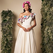 Floral Pattern Around Shoulder, Off-Shoulder Straps