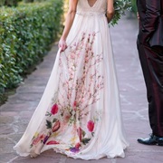 Floral Print Only on Middle Back of Skirt