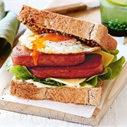 Fried Egg and Spam Sandwich