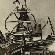 A Komosol Youth at the Wheel (Arkady Shaikhet)