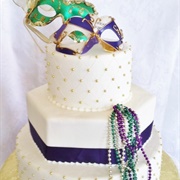 Mardi Gras Themed Wedding Cake