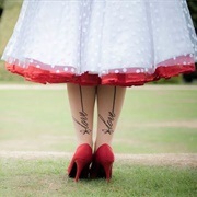 Tights With Writing Worn for Wedding