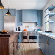 Mix of Wood and Painted Kitchen Cabinets