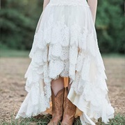 Tiered High-Low Skirt on Wedding Dress