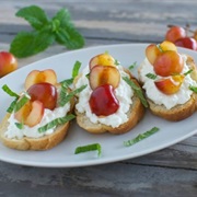 Ricotta, Cherry, and Mint Crostini