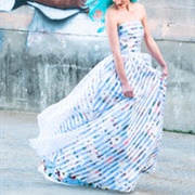 Striped Organza Over Floral Fabric