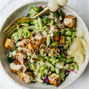 Roasted Tofu Grain Bowl With Miso Tahini Sauce