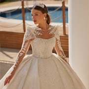 Pointed/Squared Shoulders on Wedding Gown