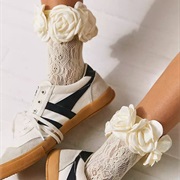 Bridal Socks With 3D Flowers