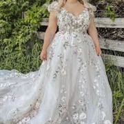 Embroidered Flowers on Wedding Gown