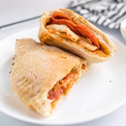 Potato, Onion and Salami Calzone