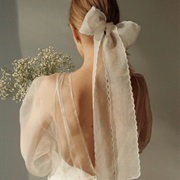 Scallop-Edged Wedding Hair Bow