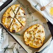 Naan With Cheddar Sauce and Honey