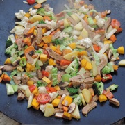 Mixed Grilled Vegetables With Seitan Stripes