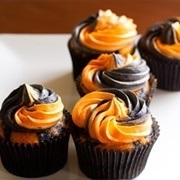 Orange and Black Cupcake