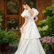 Short, Drape Panel on Back Waist of Skirt