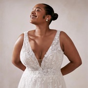 Deep V-Neck Wedding Dress