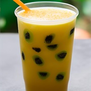 Tangerine Boba Tea With Kiwi Boba