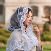 Mantilla Lace Hooded Shawl