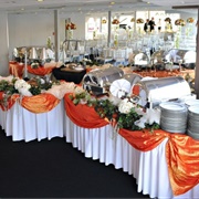 Fabric Swags on Tables at Reception
