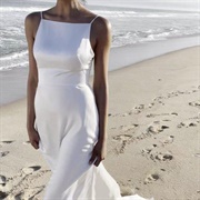Apron Neckline Wedding Dress