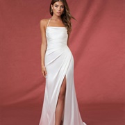 Straight Neck With Halter Straps Wedding Dress