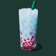 Red, White, and Blue Boba Tea With Cherry Boba