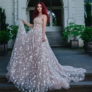 Reflective/Glowing Stars on Wedding Gown