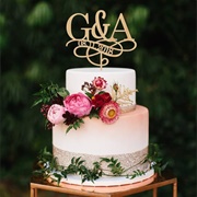Wedding Cake With Monogram Topper