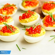Salmon Roe Deviled Eggs