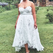 Subtle High-Low Hem on Wedding Dress