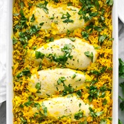 Turmeric Chicken and Rice Casserole