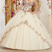 Tiered Ballgown Skirt, Beaded Edge Overskirt