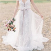 Detachable Overskirt/Train Attached With Bow Around Waist