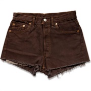 Jeans Shorts Brown Ripped