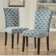 Parsons Style Dining Chairs With Patterned Upholstery