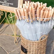 Display of Umbrellas for Guests to Use