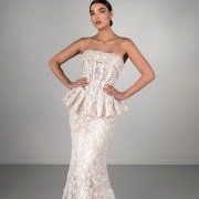 Ripple-Ruffled Peplum Wedding Dress