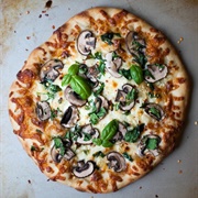 Four Cheese Pizza With Sautéed Portobello and Spinach