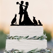 Wedding Cake With Silhouette Topper