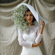 Hat Combined With Flowers as Headpiece