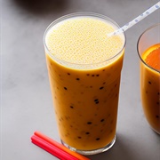 Tangerine Boba Tea With Cotton Candy Boba