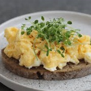 Multigrain Sourdough Bread With Scrambled Eggs and Parmesan