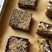 Sesame, Hemp Seed, and Oat Chocolate Bark