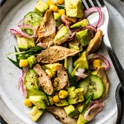 Peppered MacKerel & Pink Pickled Onion Salad