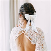 Bridal Hair Bow on Back of Head