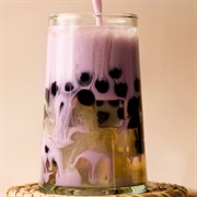 Taro Boba Tea With Cucumber Boba