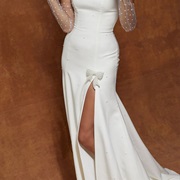 Leg Slit With Bow Accent